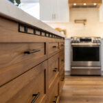 Kitchen Remodel close up view of drawers with hidden outlets